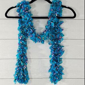Blue Penguin Pattern Accent Handcrafted Scarf NWOT